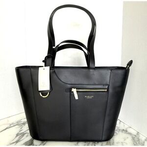 Radley London Pockets Icon Tote Black Leather Ziptop Tote Bag NEW
